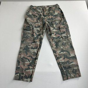 Guess Cargo Pant Women's Size 30 Green Camo High Rise Cargo Jeans‎ Straight Leg